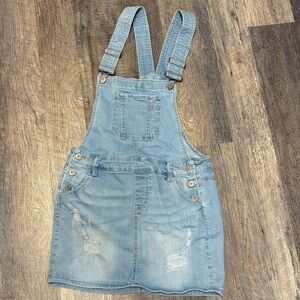 Light Blue Denim Overall Skirt for Kids